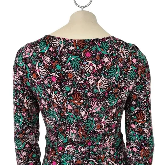 BODEN Abigail Long Sleeve Jersey Dress in Black Florals SZ 8 - Picture 8 of 13